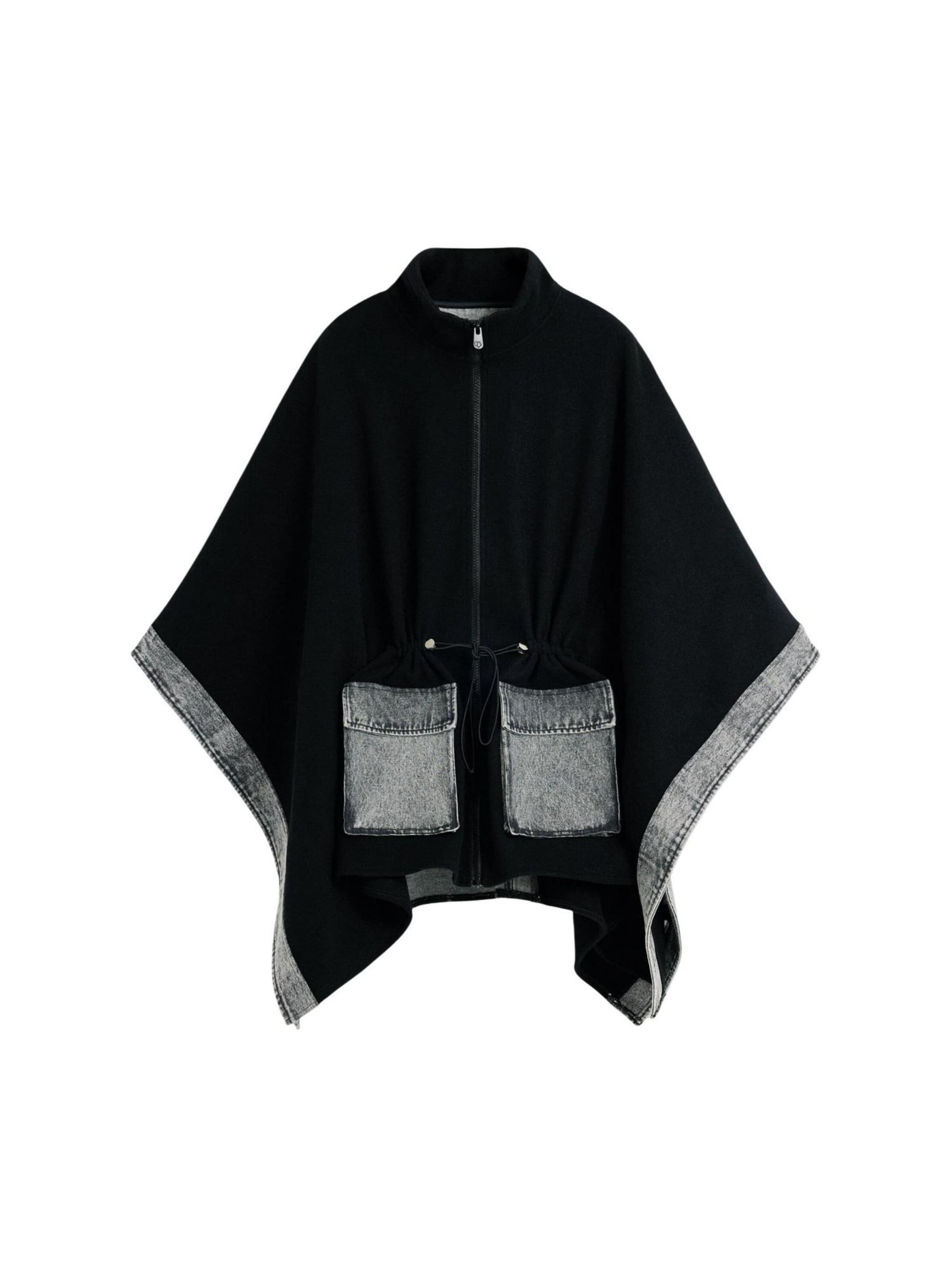 Desigual Cape 'PONCHO_DENIM ALDAMA GREY 26WAIA29' in Zwart