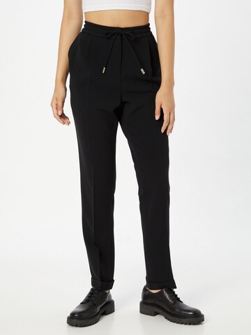 BOSS Regular Trousers with creases 'Tariyana' in Black: front