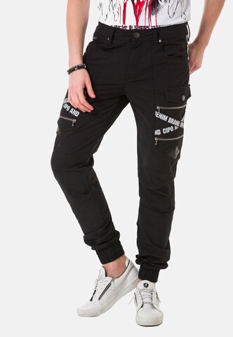 CIPO & BAXX Tapered Cargo trousers in Black