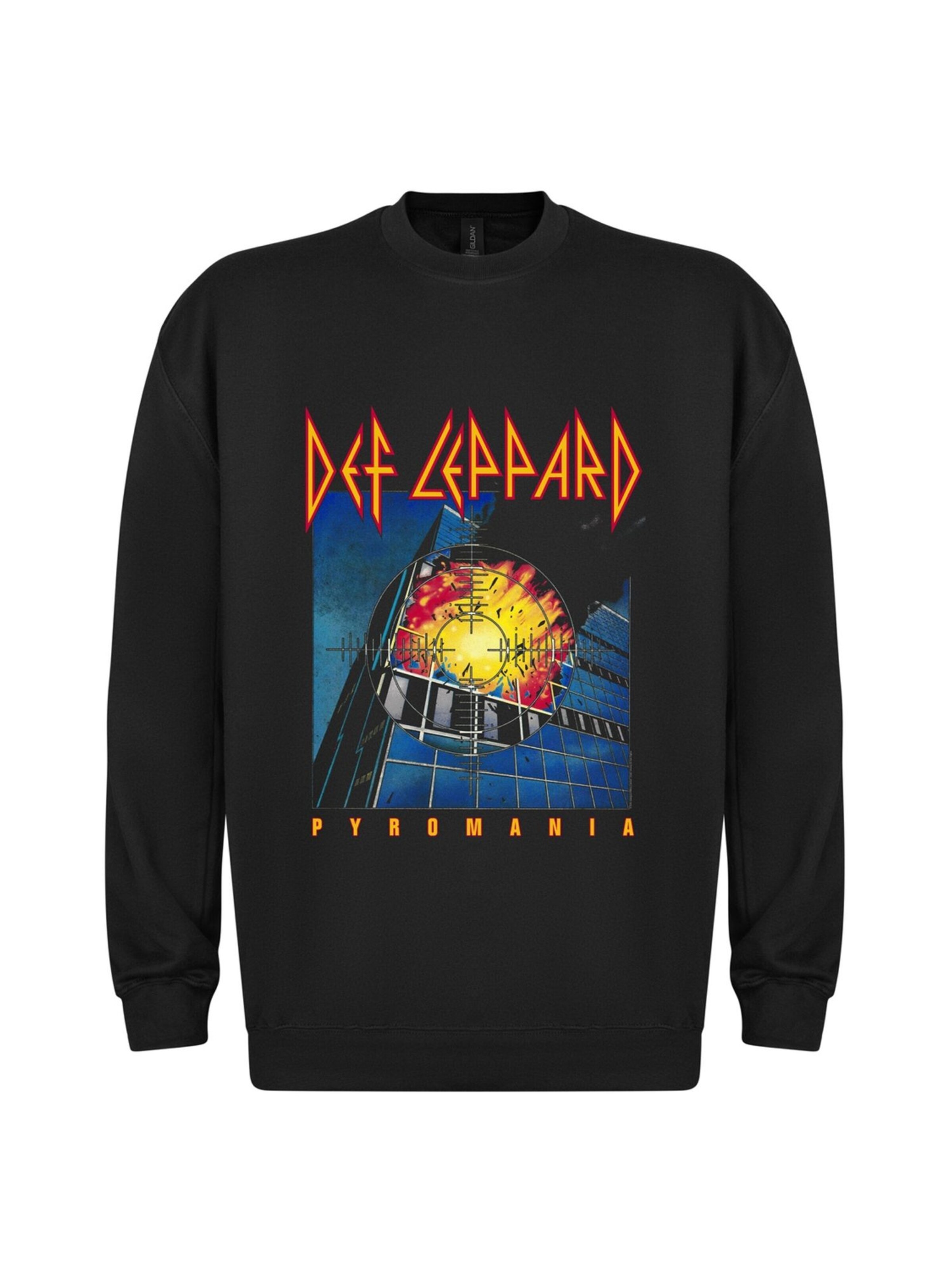 Def Leppard Sweatshirt 'Def Leppard - Pyromania   Sweatshirt Sweatshirt' in Black: front