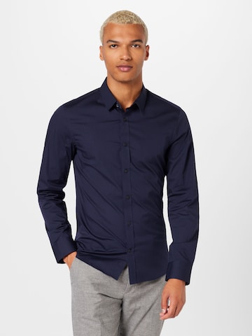 Calvin Klein Slim fit Button Up Shirt in Blue: front