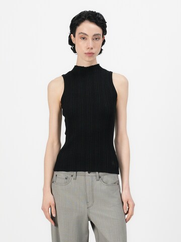 HUGO Stricktop 'Sarepilk' in Schwarz: Vorderseite