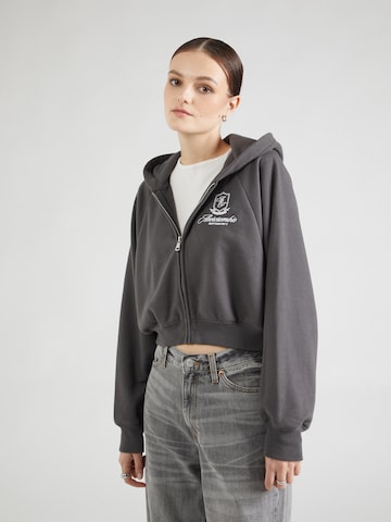 Abercrombie & Fitch Zip-Up Hoodie 'SHRUNKEN SUN' in Black: front