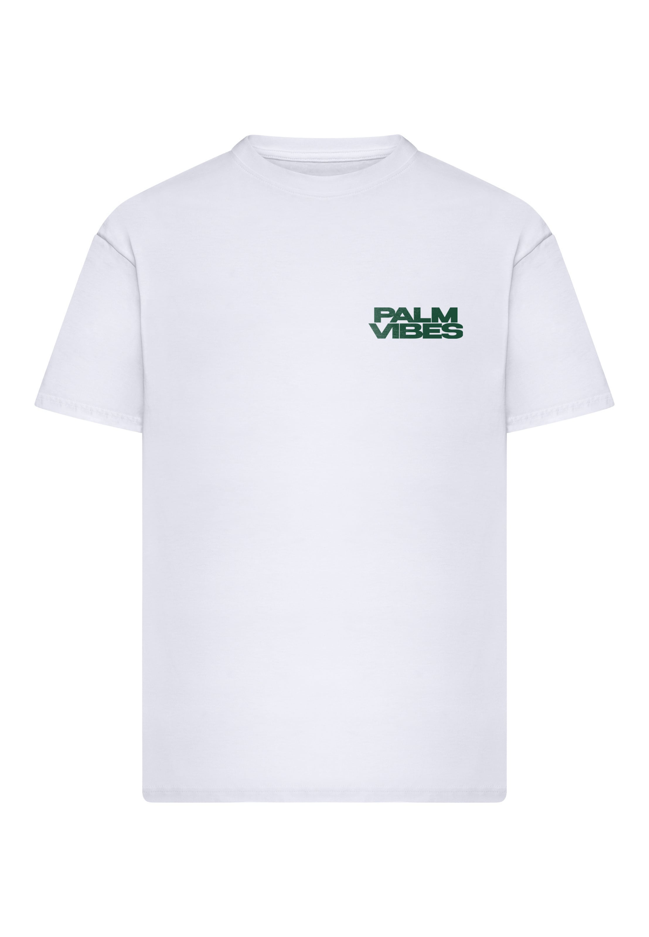 Mister Tee Shirt 'Palm Vibes' in Wit: voorkant
