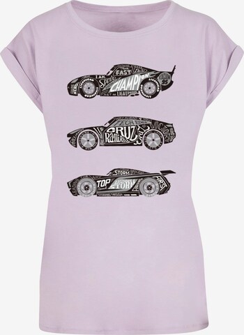 ABSOLUTE CULT T-Shirt 'Cars - Text Racers' in Lila: predná strana