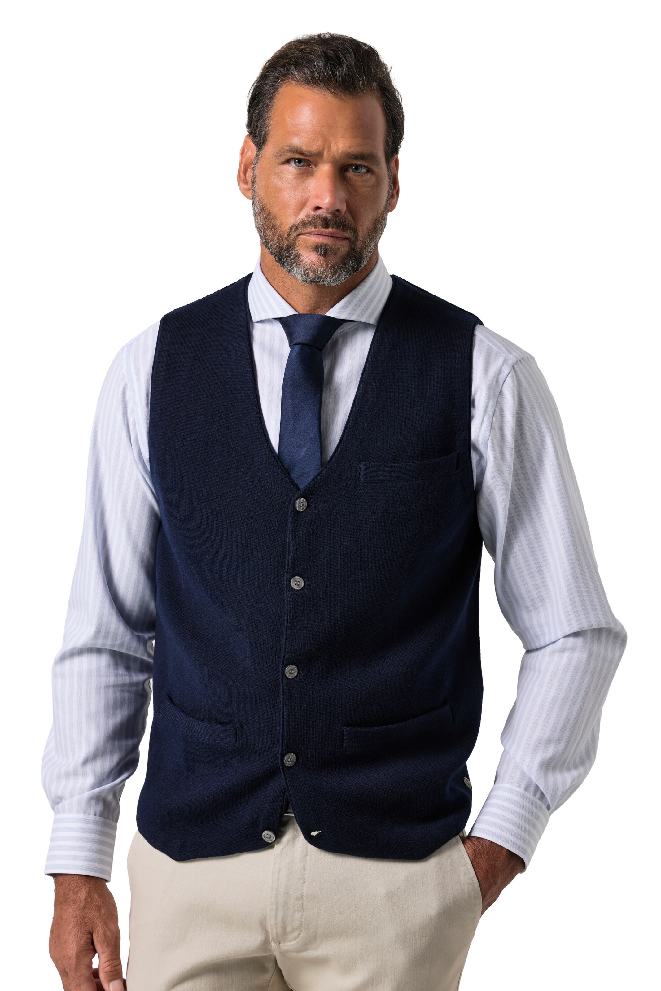 JP1880 Weste in Blau: Vorderseite