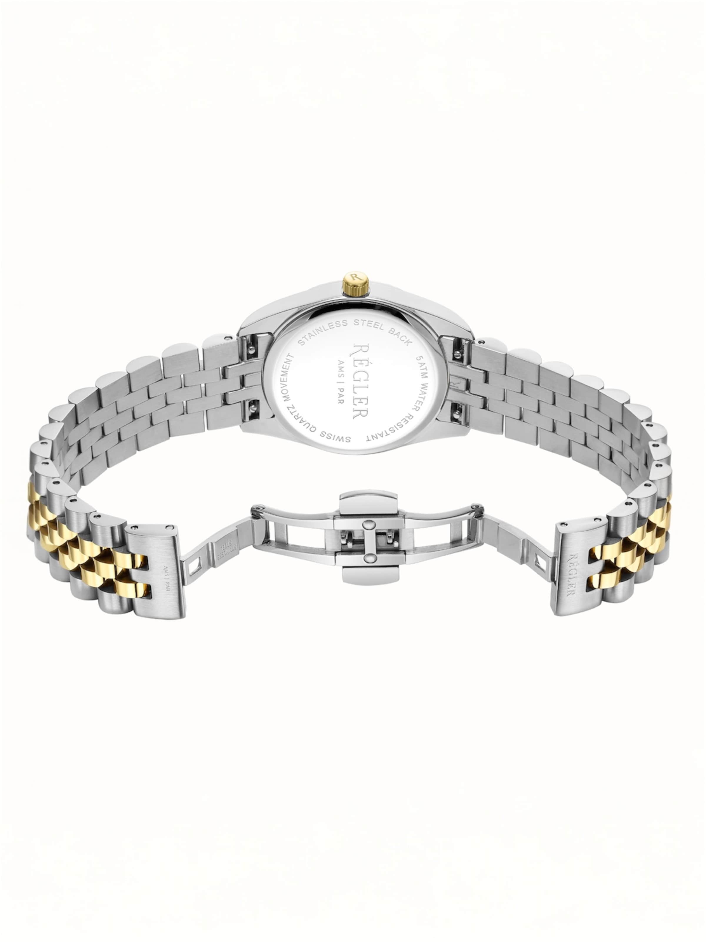 Régler - Reloj analógico 'Régler Liberté Steel Bi-Colour Silver / Gold - Coffee' en oro