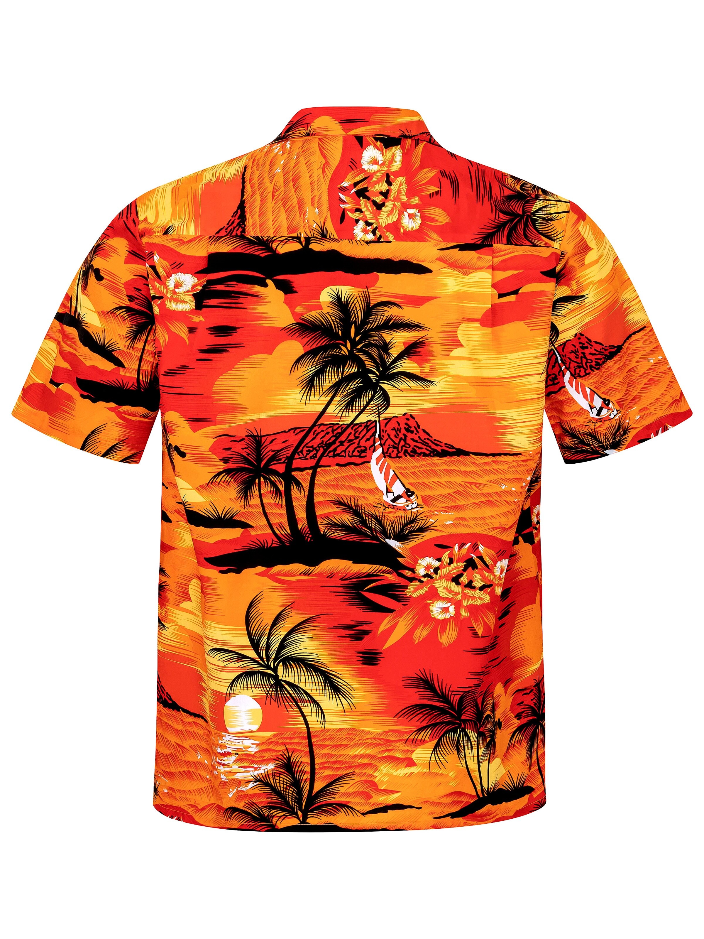 Hawaiihemdshop.de Regular fit Button Up Shirt 'Hawaiihemd "Evening on Hawaii"' in Orange