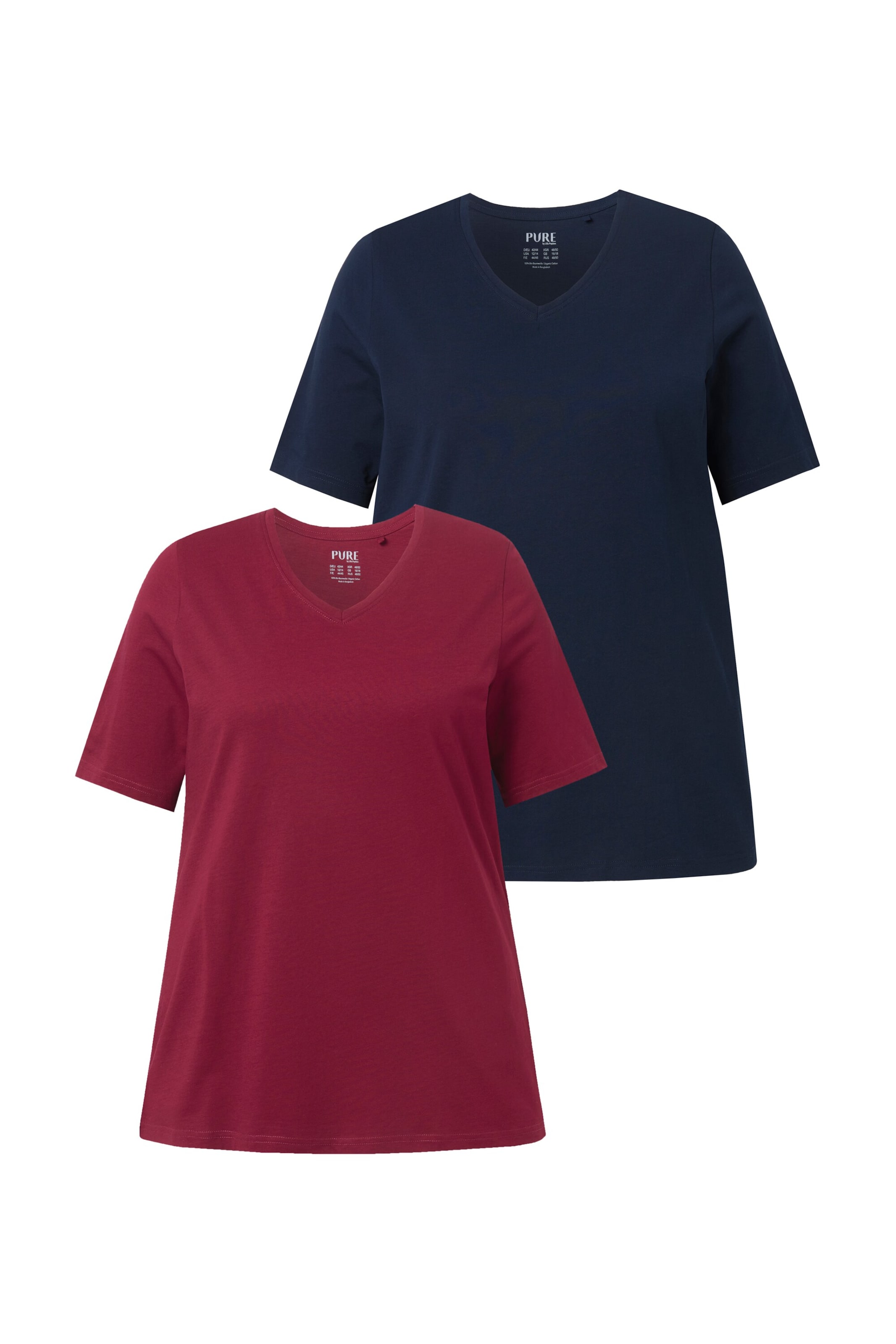Ulla Popken T-Shirt in navy / dunkelrot, Produktansicht