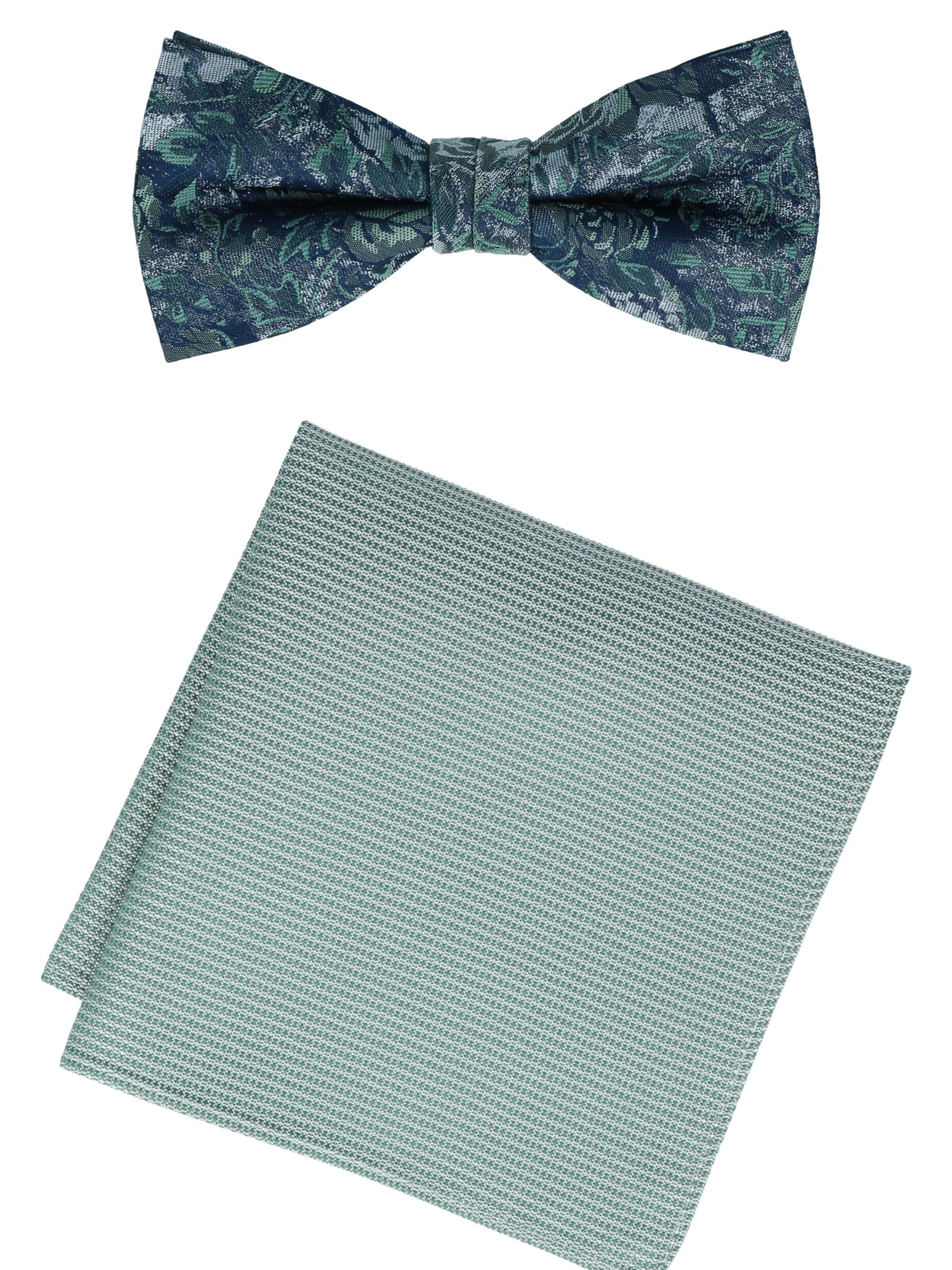 WILLEN Bow Tie 'Set Floral/ Uni' in Green: front