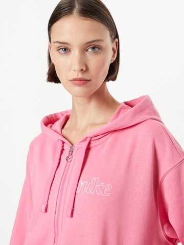 NIKE Athletic Zip-Up Hoodie in Pink