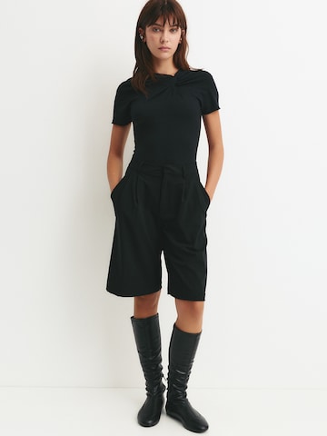 Pull&Bear Блуза боди в черно: отпред