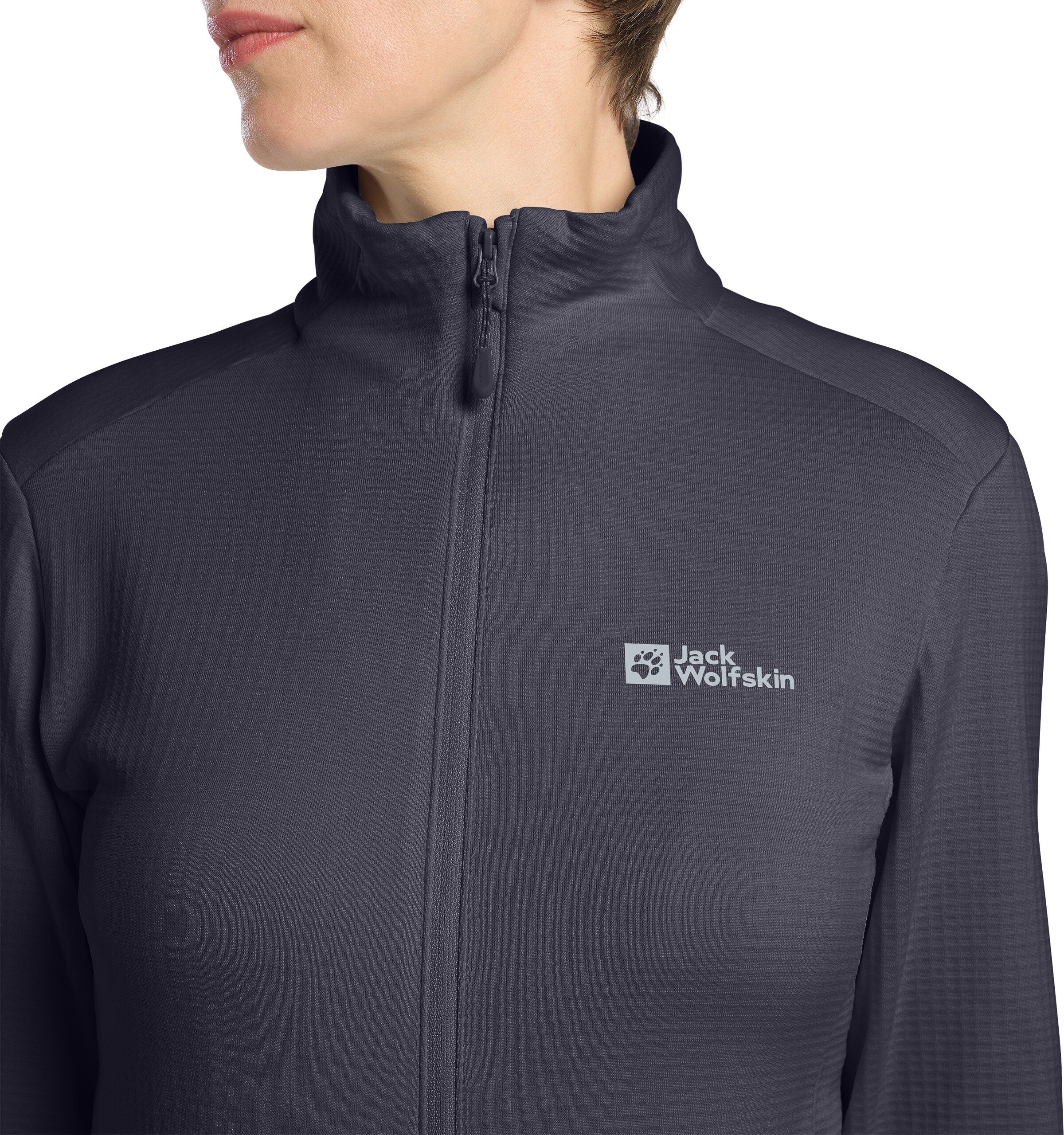 JACK WOLFSKIN Athletic Fleece Jacket in Grey