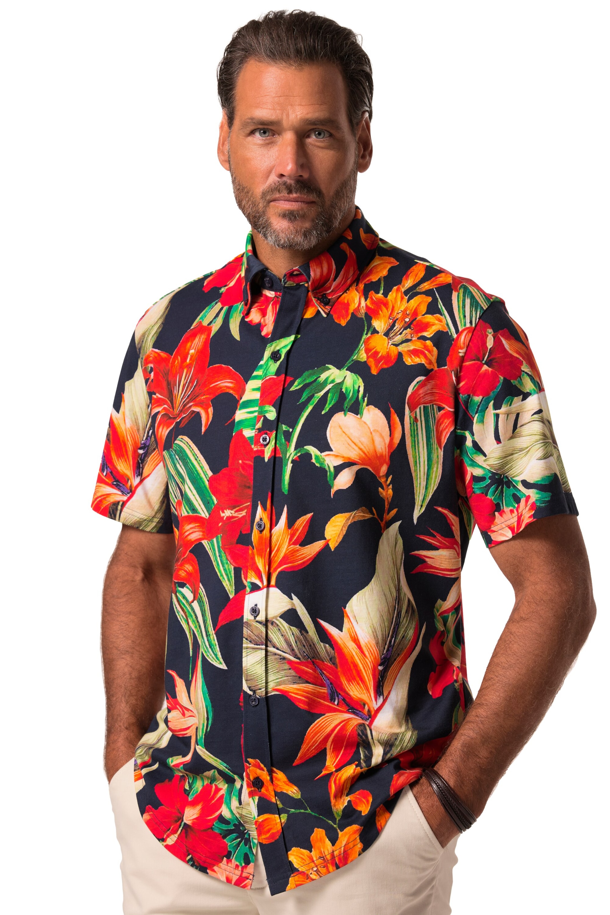 JP1880 Regular fit Button Up Shirt in Blue: front