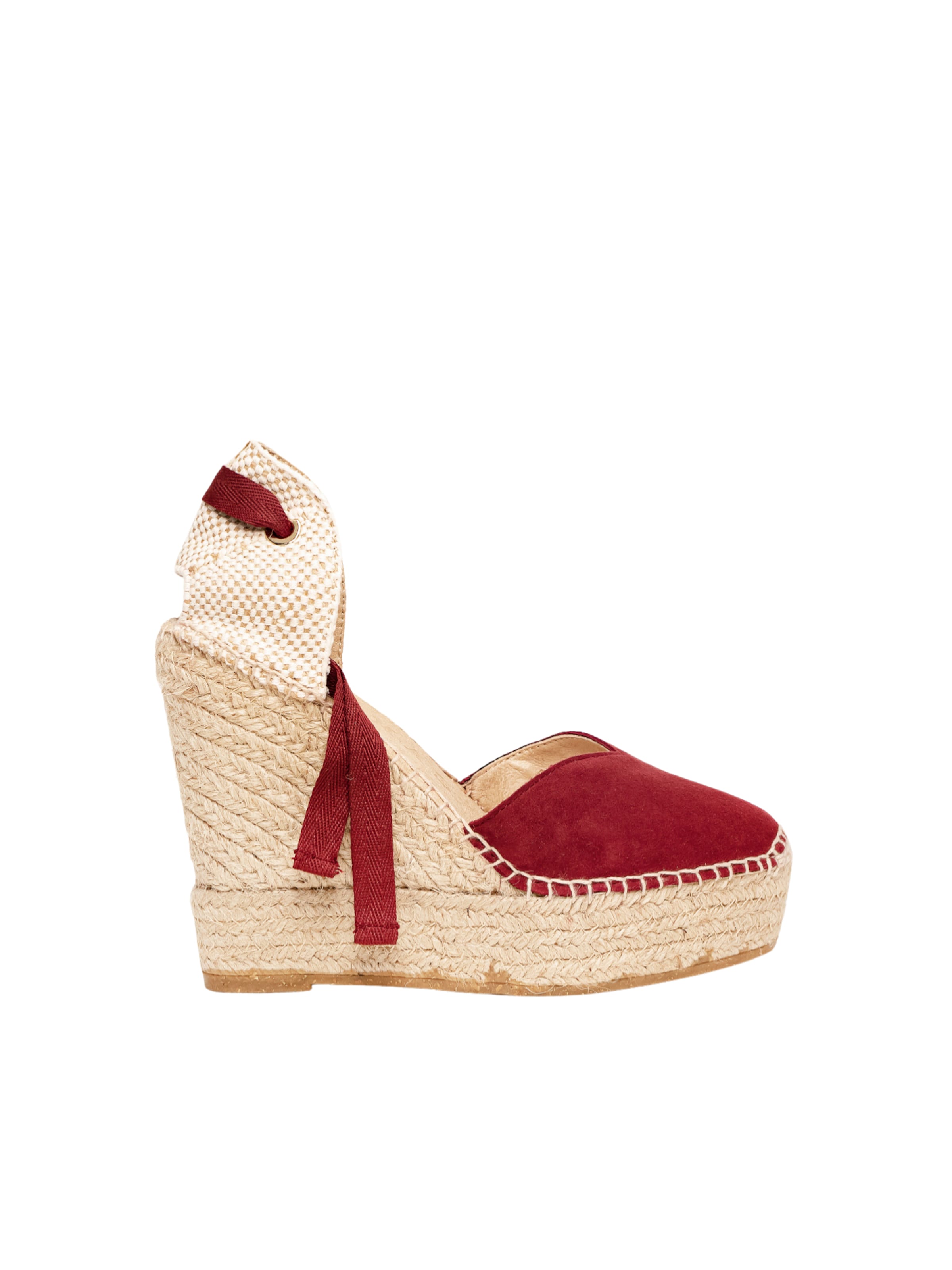 Sandalo 'Alpargata Cuña 12 cm' di Alhamas in rosso: frontale
