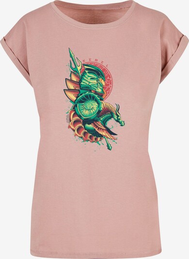 ABSOLUTE CULT T-shirt 'Aquaman - Xebel Crest' en jaune / vert / rose ancienne / rouge pastel, Vue avec produit