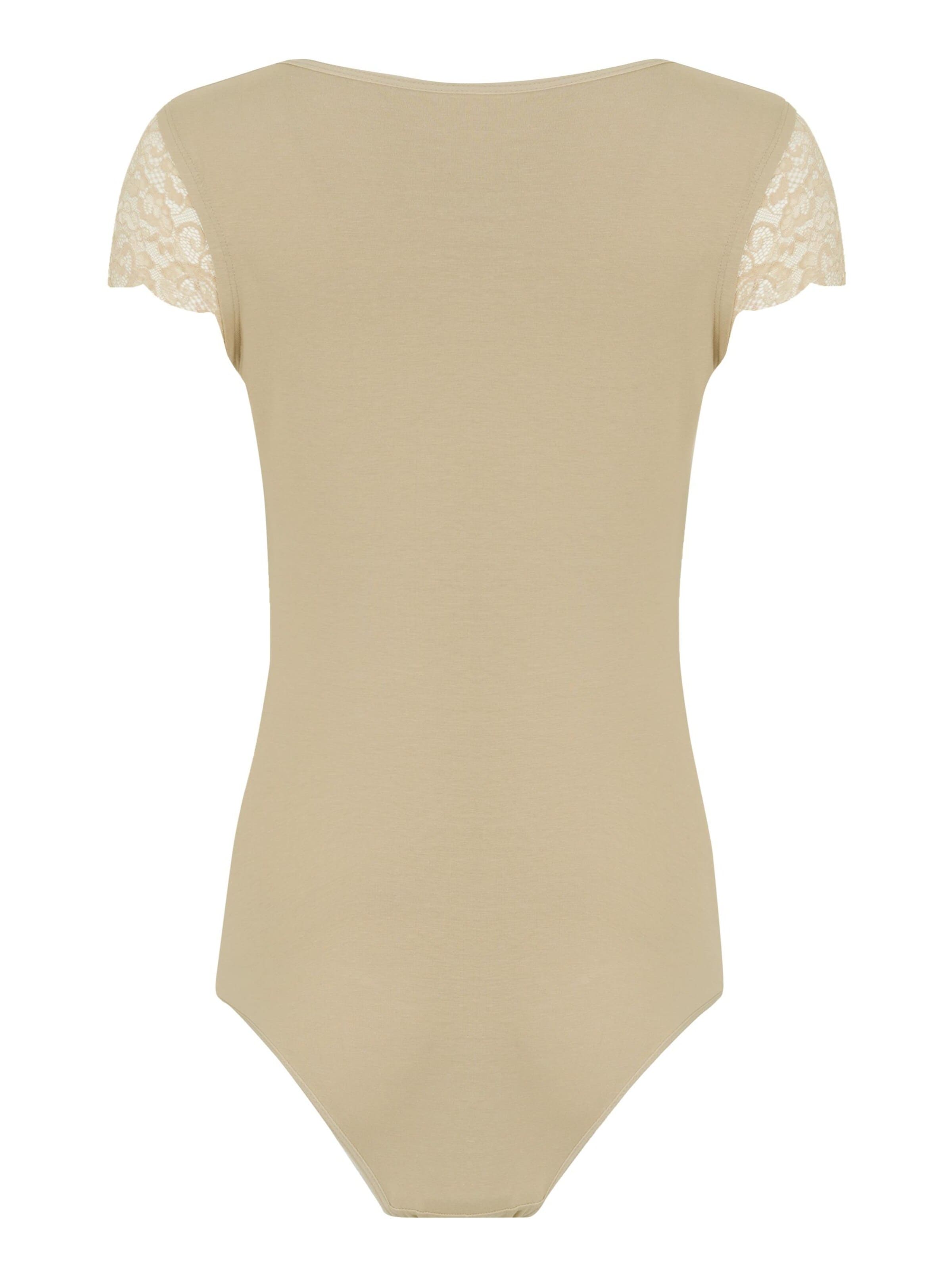 Evoni Bodysuit 'mit Spitzenärmeln' in Beige