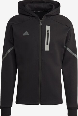 ADIDAS SPORTSWEAR Athletic Zip-Up Hoodie in Black: front