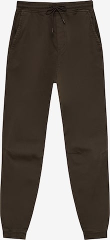 Pull&Bear Tapered Pants in Brown: front