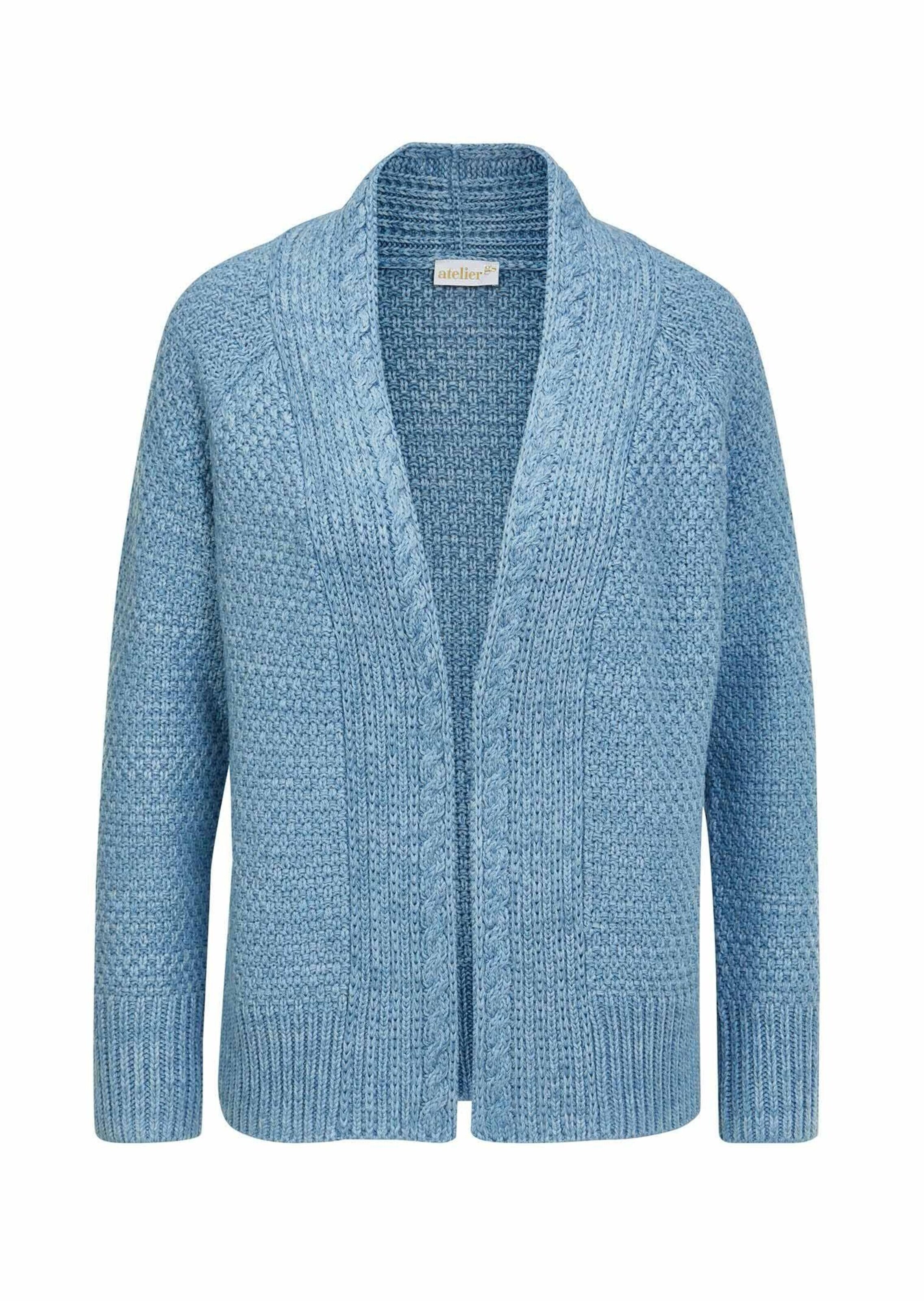 Goldner Strickjacke in Blau: Vorderseite