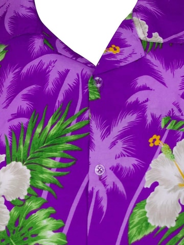 King Kameha Regular fit Button Up Shirt 'Small Flower' in Purple