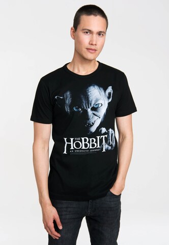 LOGOSHIRT Shirt 'The Hobbit - Gollum' in Zwart: voorkant