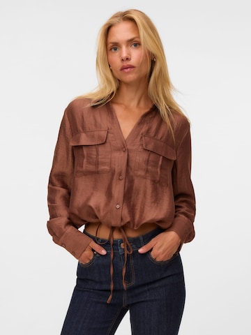 VERO MODA Blouse 'Toma' in Bruin: voorkant