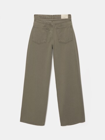 Wide leg Jeans de la Pull&Bear pe verde