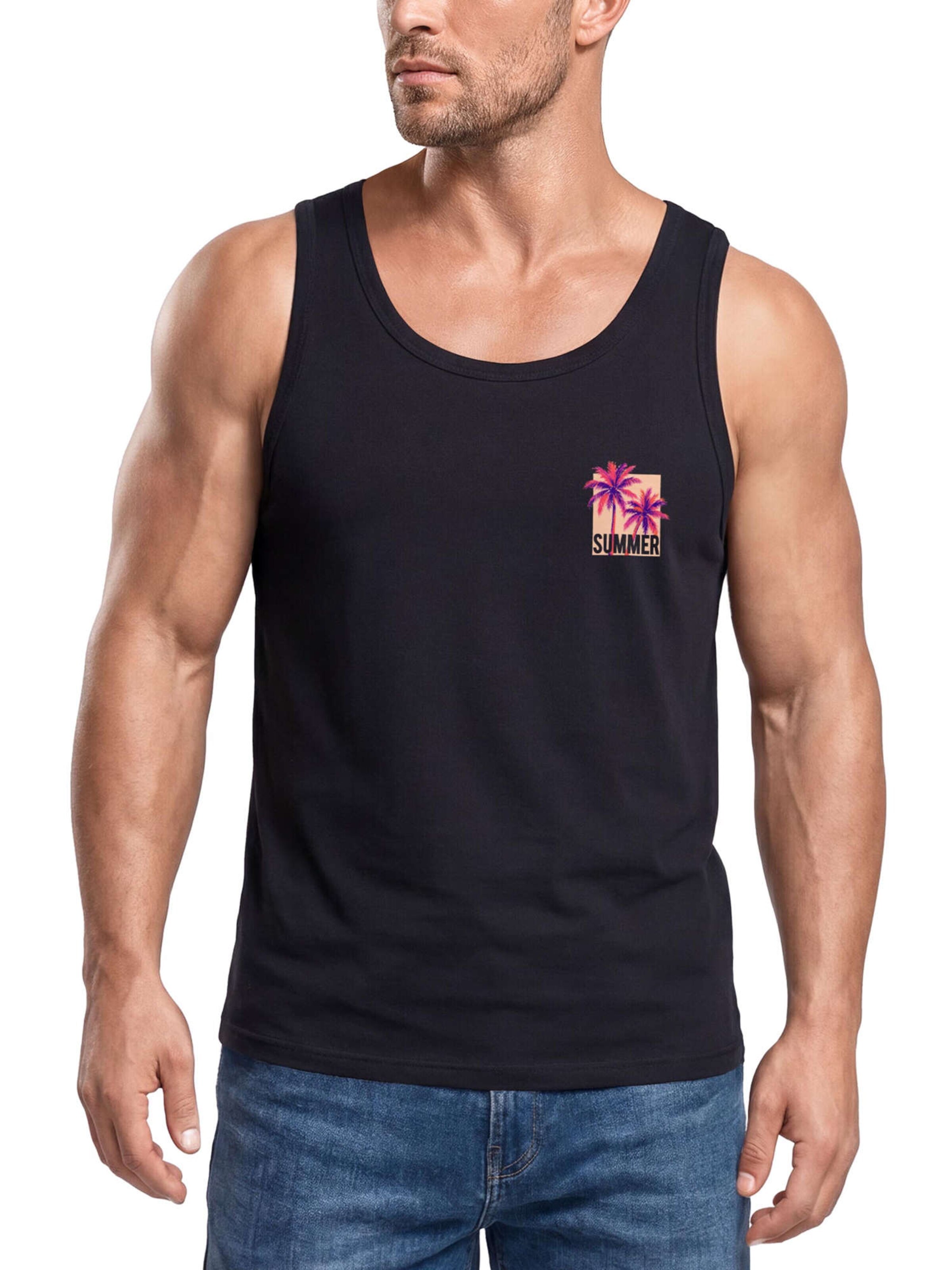 Neverless Shirt 'Palme Summer' in Black