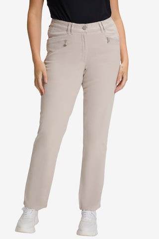 Ulla Popken Regular Broek in Beige: voorkant