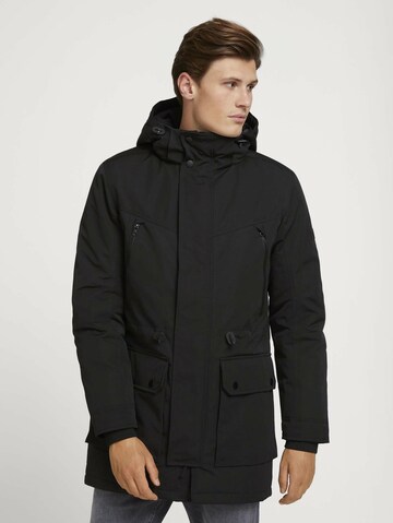 TOM TAILOR DENIM Winterparka in Zwart: voorkant