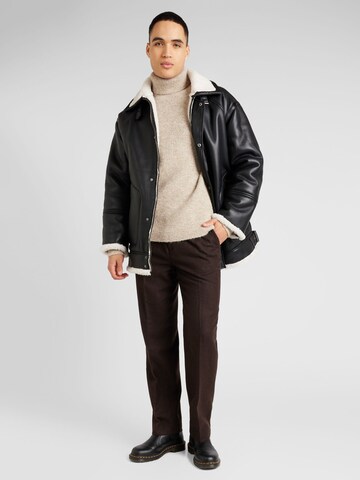 TOPMAN Regular Pleated Pants in Brown