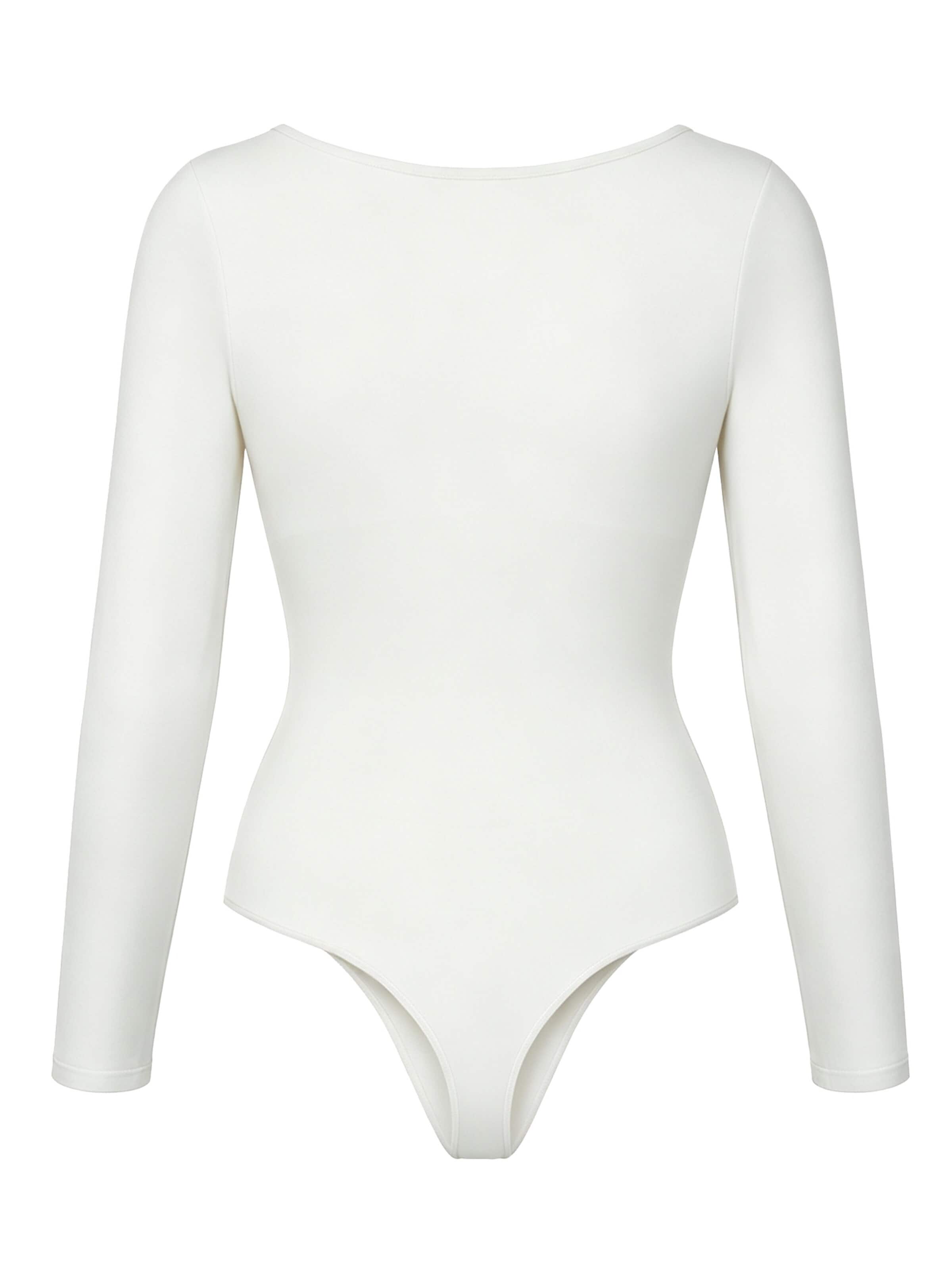 cfab - Body moldeador 'Clean Longsleeve Squareneck Sculpting Bodysuit with String' en blanco