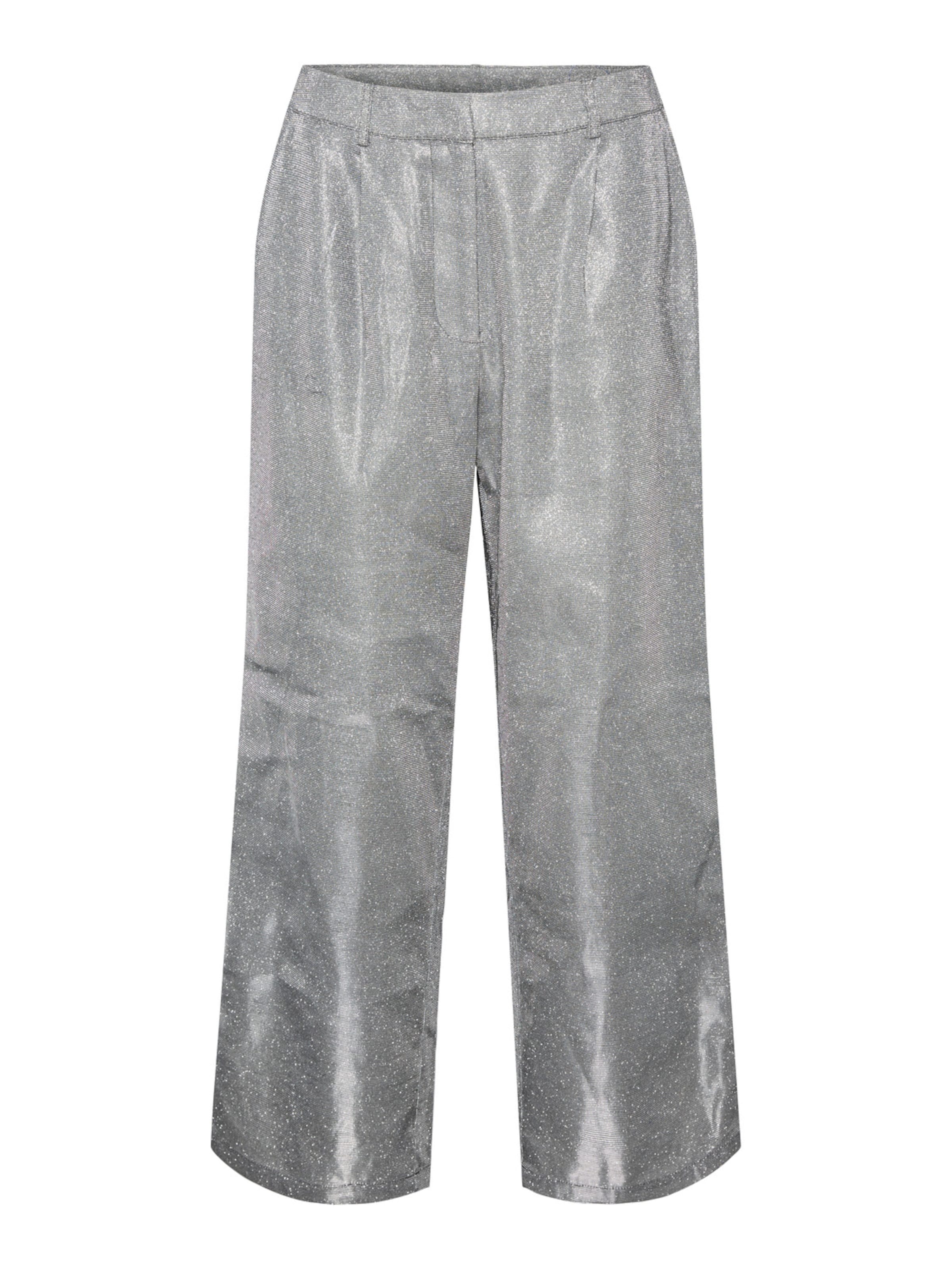 PIECES Wide leg Trousers 'GLITTY' in Grey: front