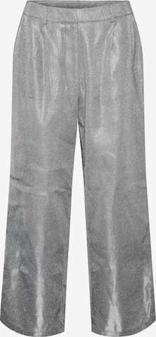 PIECES Wide leg Pants 'GLITTY' in Grey: front