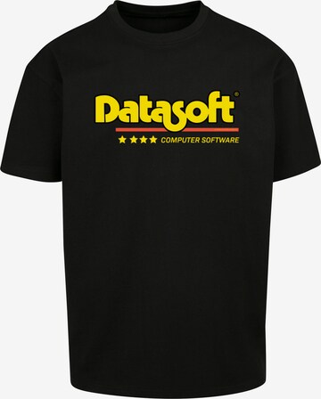 F4NT4STIC Shirt 'DATASOFT Logo yellow Retro Gaming SEVENSQUARED' in Schwarz: predná strana