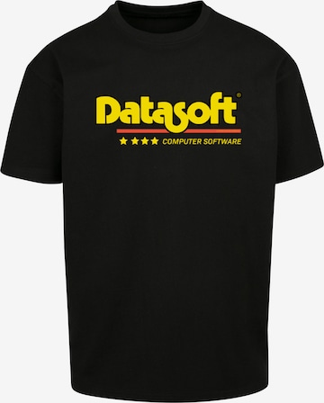 F4NT4STIC Shirt 'DATASOFT Logo yellow Retro Gaming SEVENSQUARED' in Black: front