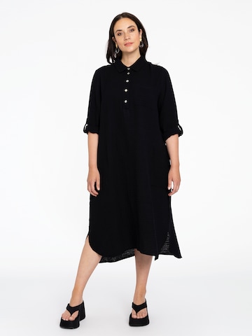 Yoek Shirt Dress in Black