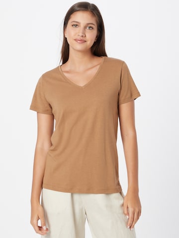 Cream T-shirt 'Naia' i brun: framsida