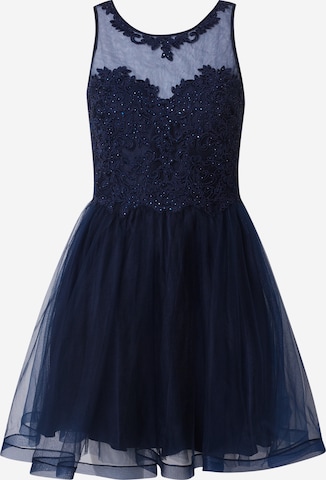 Robe de cocktail Laona en bleu : devant