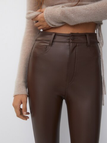 Pull&Bear Skinny Trousers in Brown