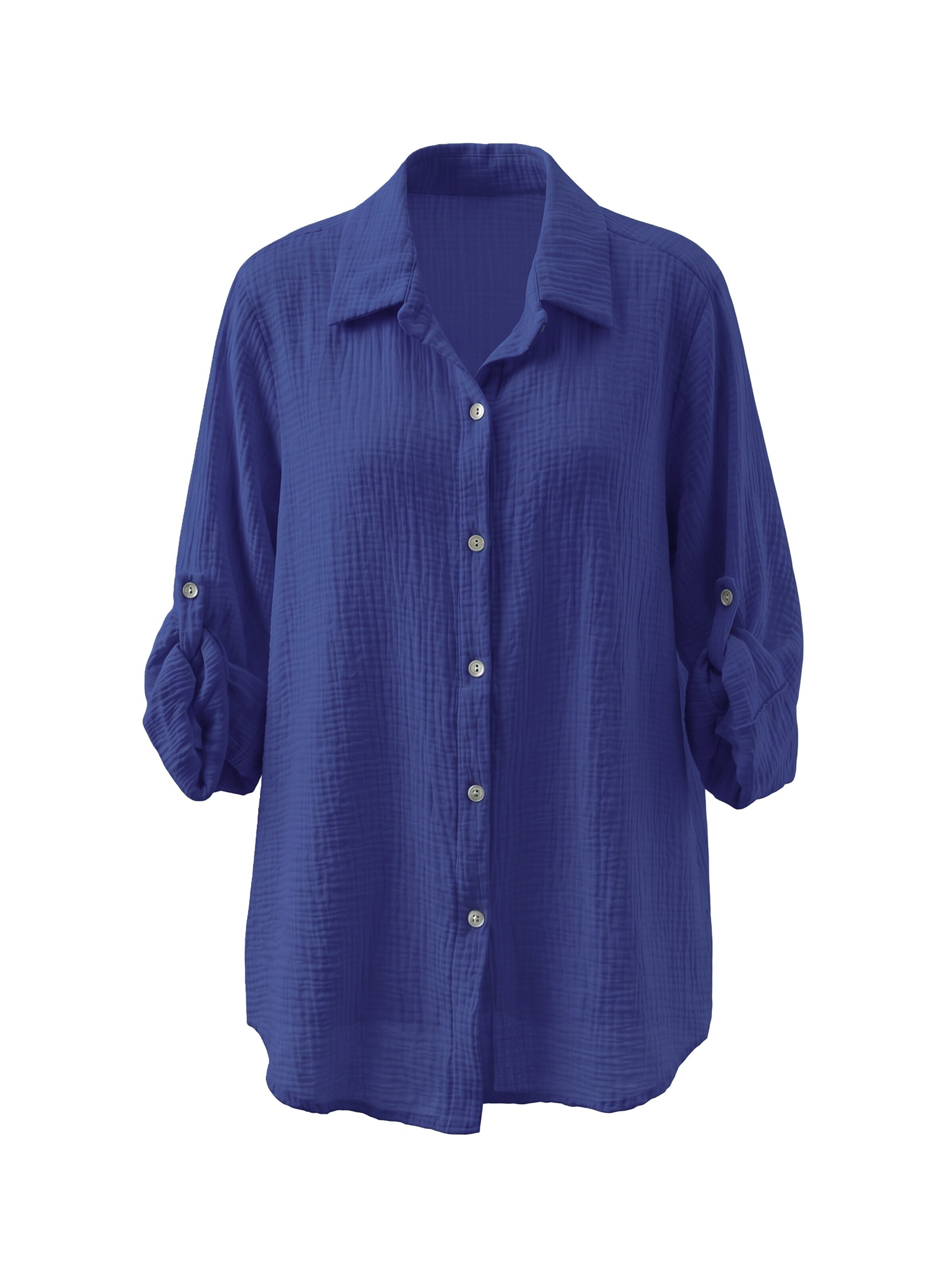 TorWeit Oversizeshirt 'Essential Cotton Shirt'‌‌‌‌ in Blau: Vorderseite