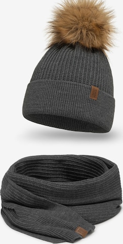 Vivisence Beanie '7042 Set' in Grey: front