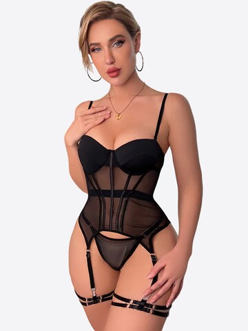 Magicshe Lingerie Bodysuit 'Sexy Spitzen Dessous-Sets mit Beinringen' in Black: front