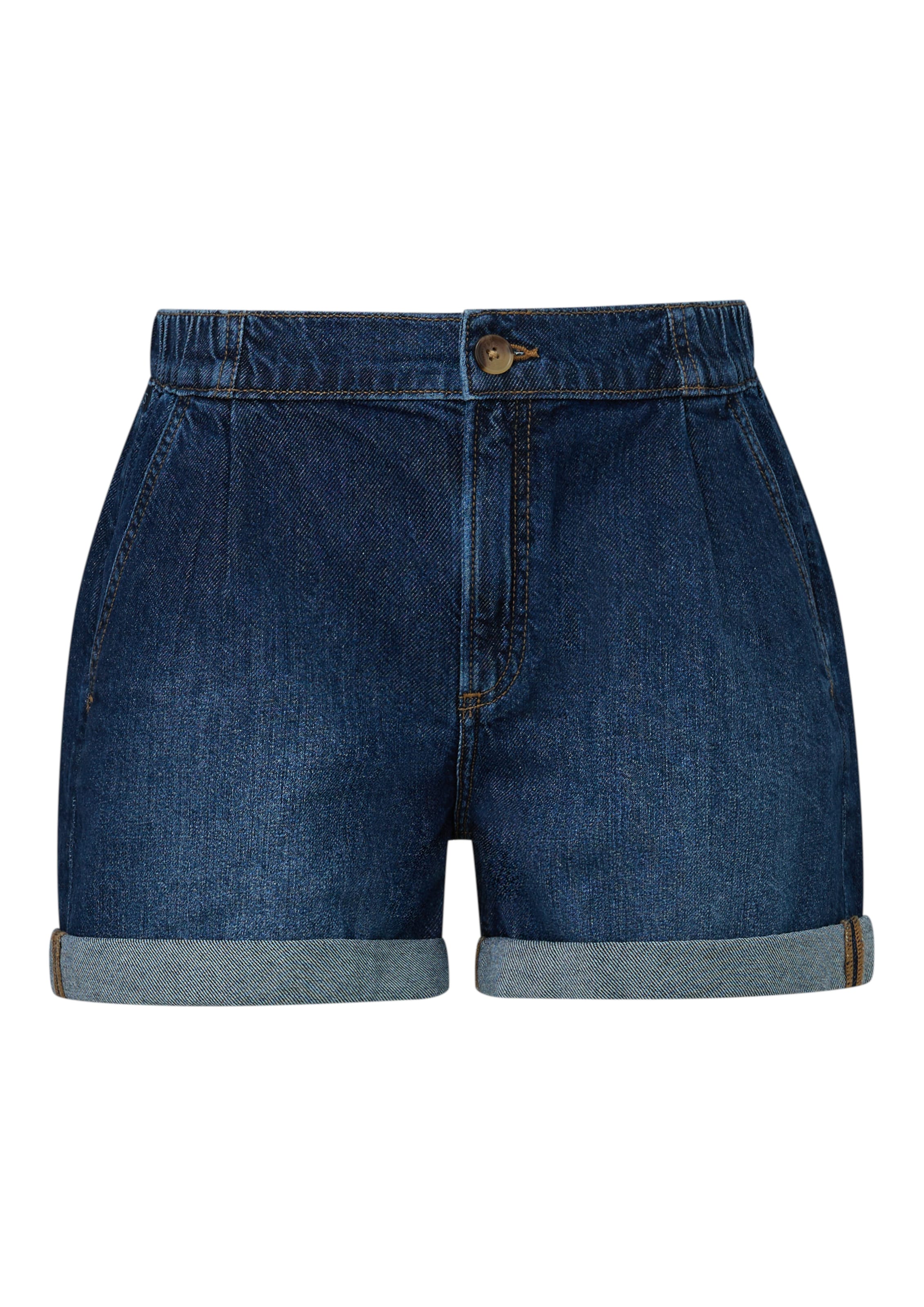 QS Bandplooi jeans in Blauw: voorkant