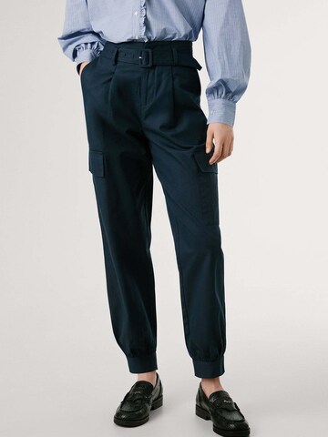Pepe Jeans Tapered Pleat-front trousers 'Sira' in Blue: front