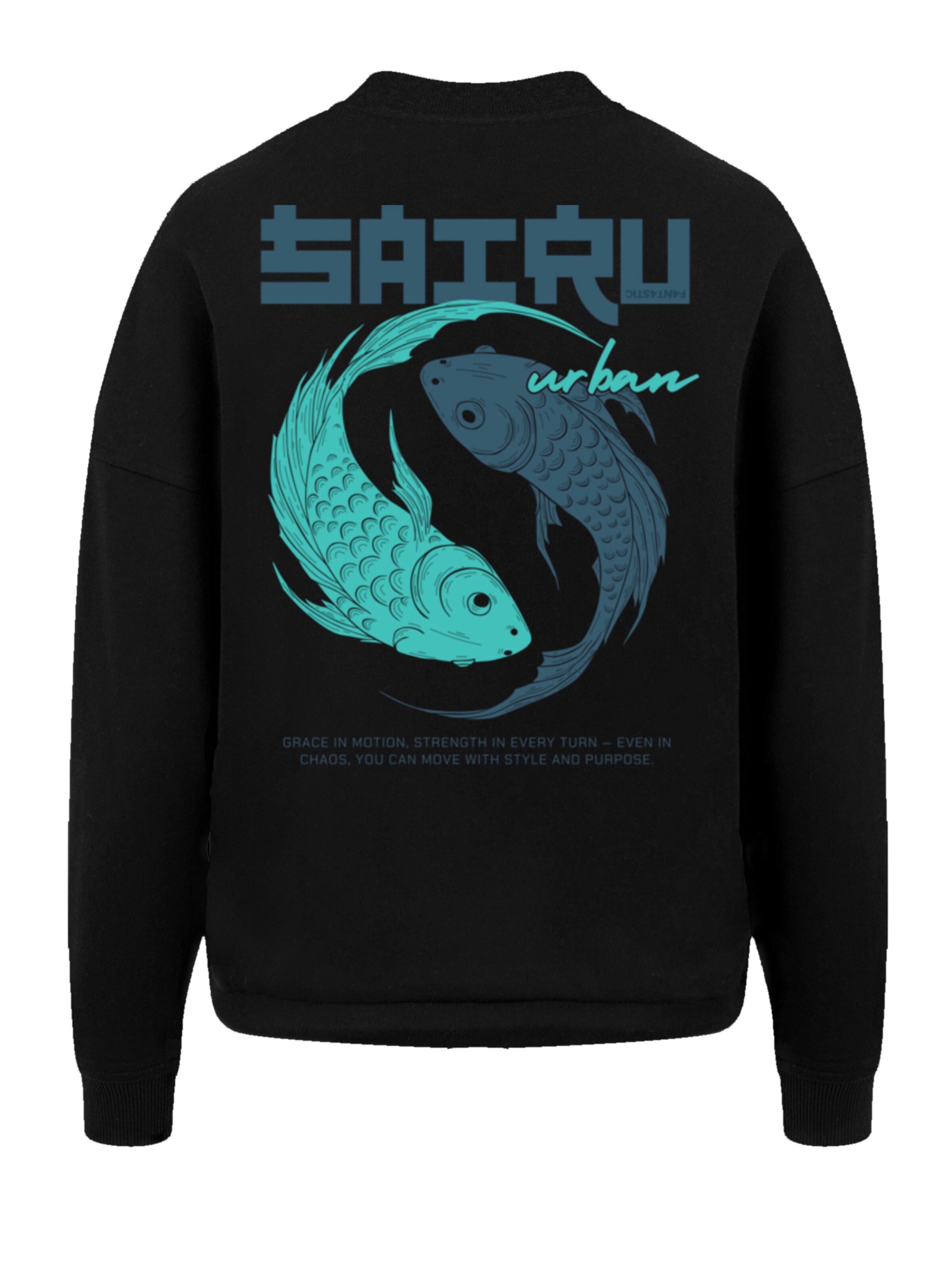 F4NT4STIC Sweatshirt 'Koi Fish Japan Streetstyle' in Zwart