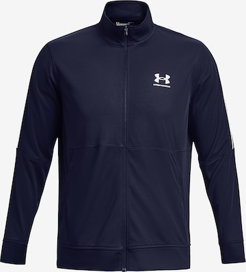 UNDER ARMOUR Sportsweatvest 'Pique Track' in Blauw: voorkant