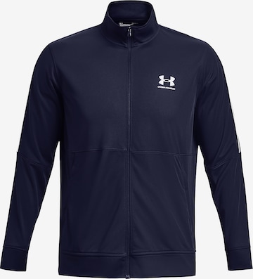 UNDER ARMOUR Athletic Zip-Up Hoodie 'Pique Track' in Blue: front