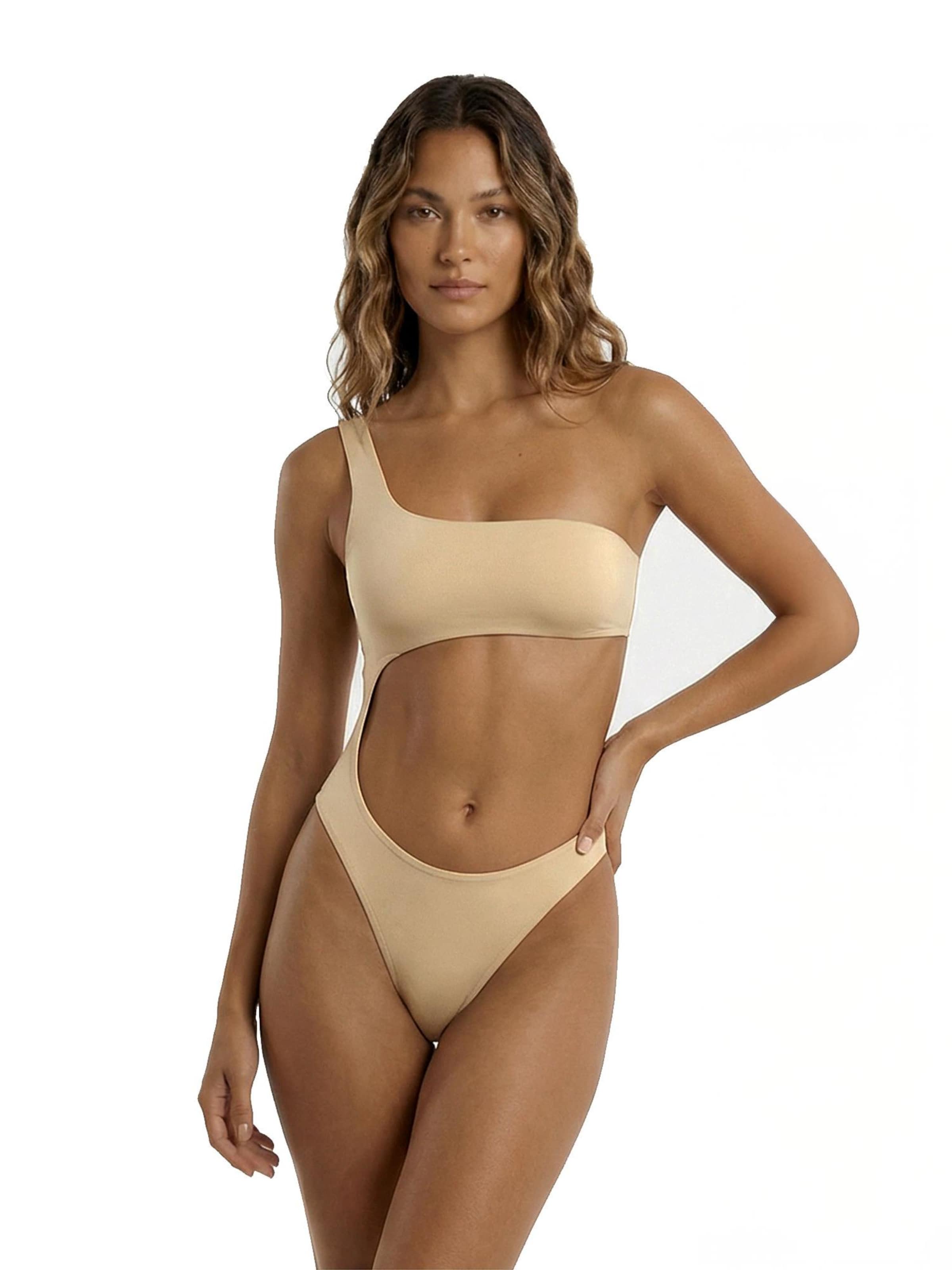 Kalaia Bandeau Bikini 'Champagne Trikini'‌‌‌‌‌‌‌‌ in Beige